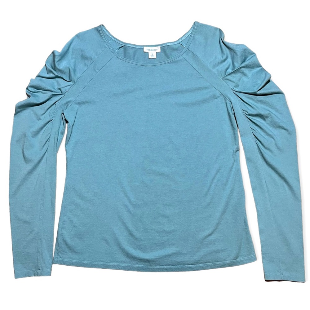 Sundance Puff Pleated Long Sleeve Modal Cotton Tee Shirt Sz M